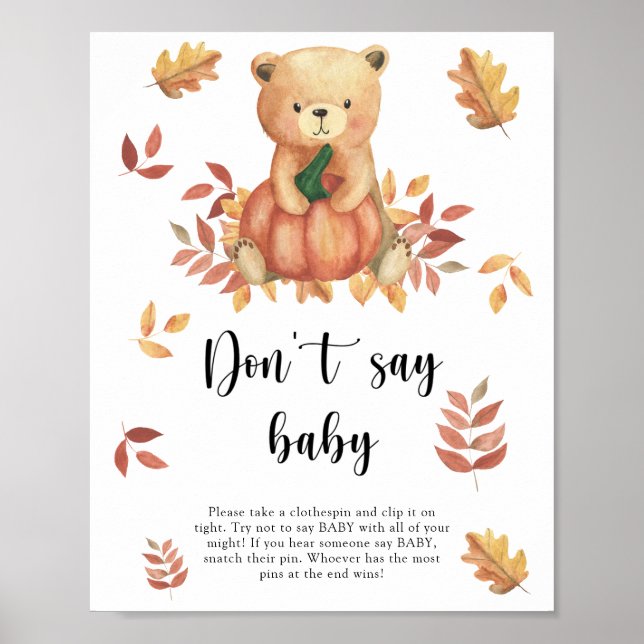 Björn med pumpa - Säg inte bebis Poster (Framsidan)