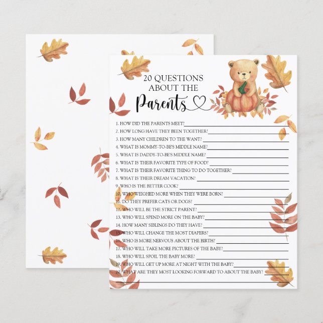 Björn med pumpa - spel om föräldrarna (Fram/baksida)