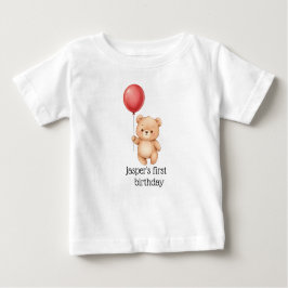 Björn med röd ballong-festhatt Söt baby T Shirt