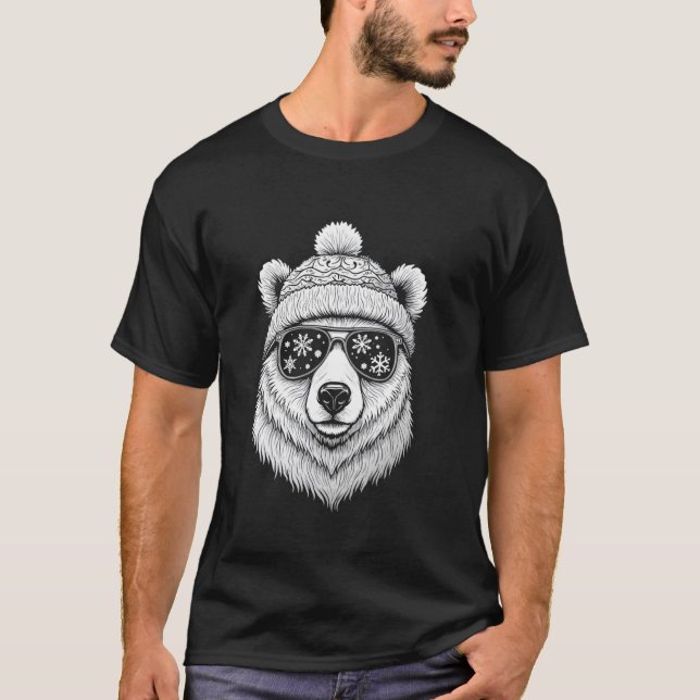 Björn med snöglasögon t shirt (Framsida)