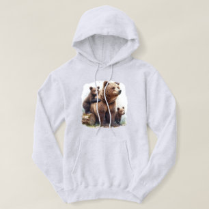 Björn med två Unge Hoodie