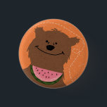 Björn med vattenmelon knapp<br><div class="desc">Vintage stil med björn och vattenmelon</div>