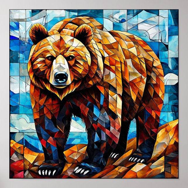 Björn Modern Vilda Djur Geometrisk Djurkonst Poster (Framsidan)