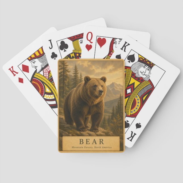 Björn Mountain Skogar VINTAGE Casinokort (Baksidan)