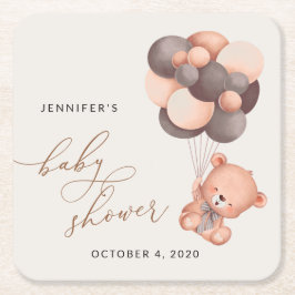 Björn, Nalle, brunballonger, babyskor Underlägg Papper Kvadrat