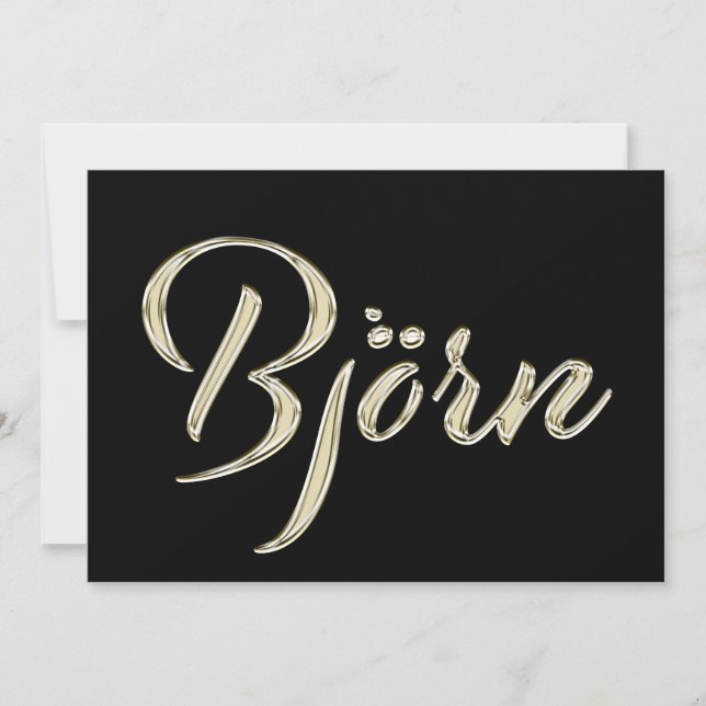 Björn Name white gold Handwriting Karte Kort (Framsida)