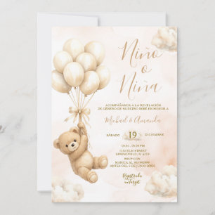 Björn Niña eller Niño Köns Avslöjande Rosa och Blå Inbjudningar