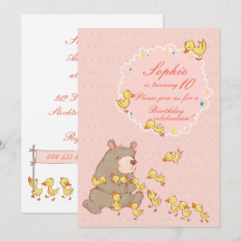 Björn och anklingar Barn Födelsedag Inbjudningar