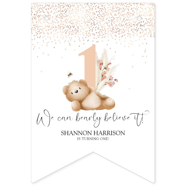 Björn och bin första födelsedag vimplar (Första flaggan)