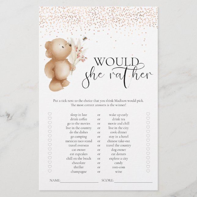 Björn och bina skulle hon hellre spela babykläder. (Framsida)