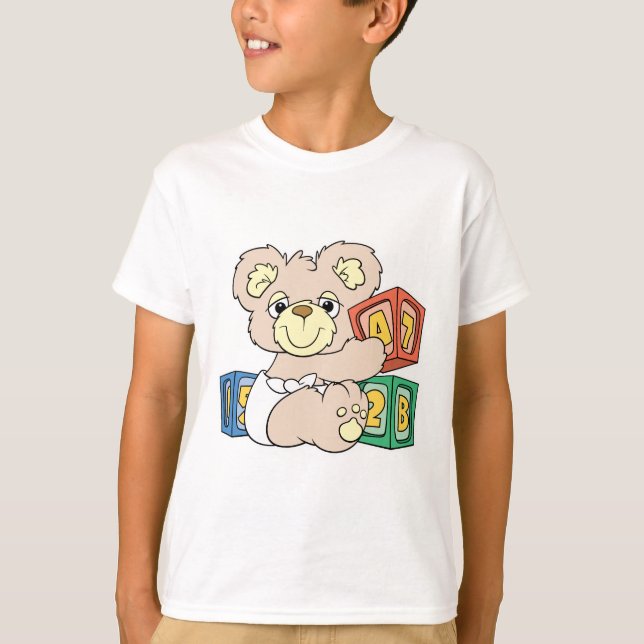 Björn och block i Cute Baby Tee Shirt (Framsida)