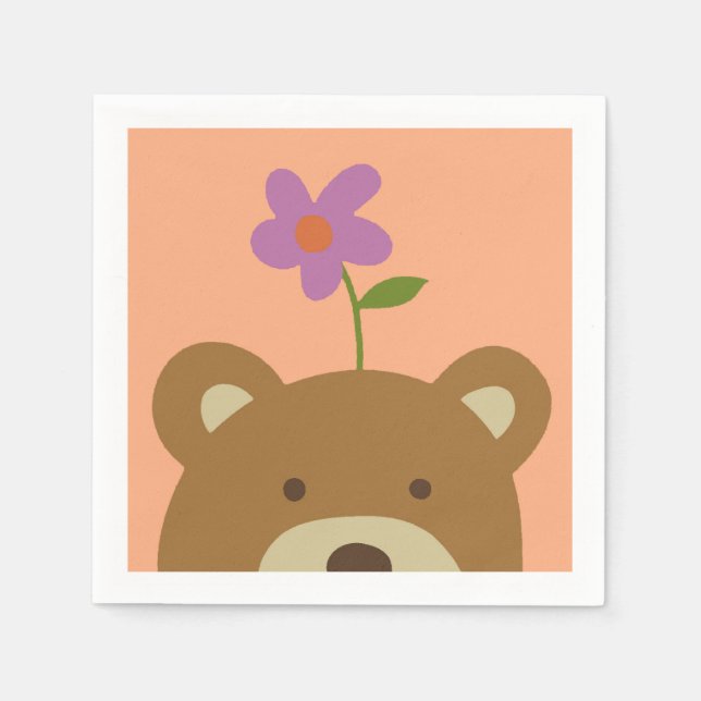 Björn och blomma pappersservett (Framsidan)