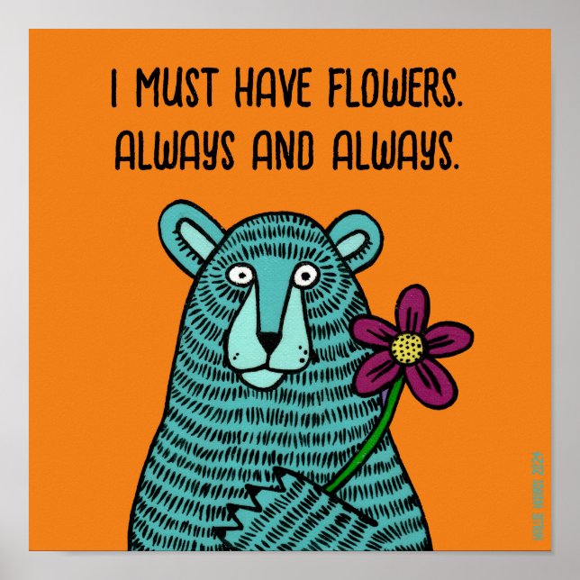 Björn och blomma poster (Framsidan)