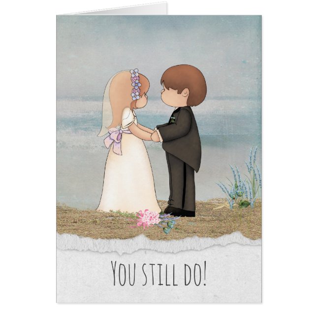 Björn och brudgumm på strandårsdagen hälsningskort (Framsidan)