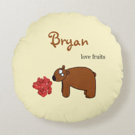 Björn och hallon rund kudde