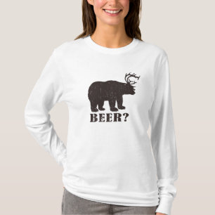 Björn och hjort = öl? Berusad Redneckutslagsplat T Shirt