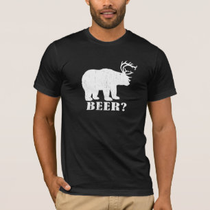 Björn och hjort = öl? Berusad Redneckutslagsplat T Shirt