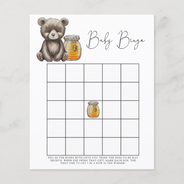Björn och honung - Babydusch bingo-spel (Framsida)