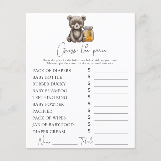 Björn och honung - Prist gissningsspel (Framsida)