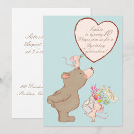 Björn och möss - inbjudan till födelsedag