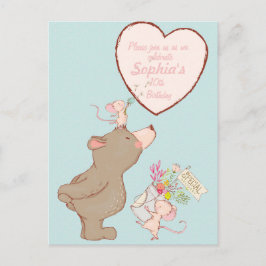 Björn och möss - inbjudan till födelsedag vykort