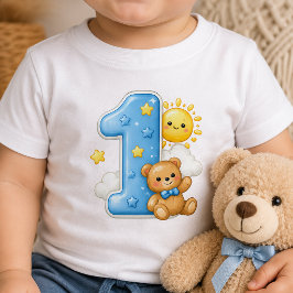 Björn och sol en första 1:a födelsedags babytröja t shirt