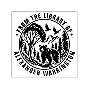 Björn och träd Siluett #3 Biblioteksboknamn Självfärgande Stämpel