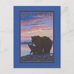 Björn och unge - Anchorage, Alaska Vykort