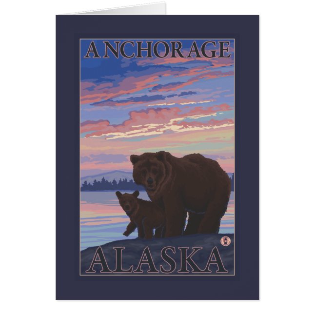 Björn och Unge - ankorage, Alaska Hälsningskort (Framsidan)
