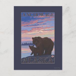 Björn och Unge - ankorage, Alaska Vykort