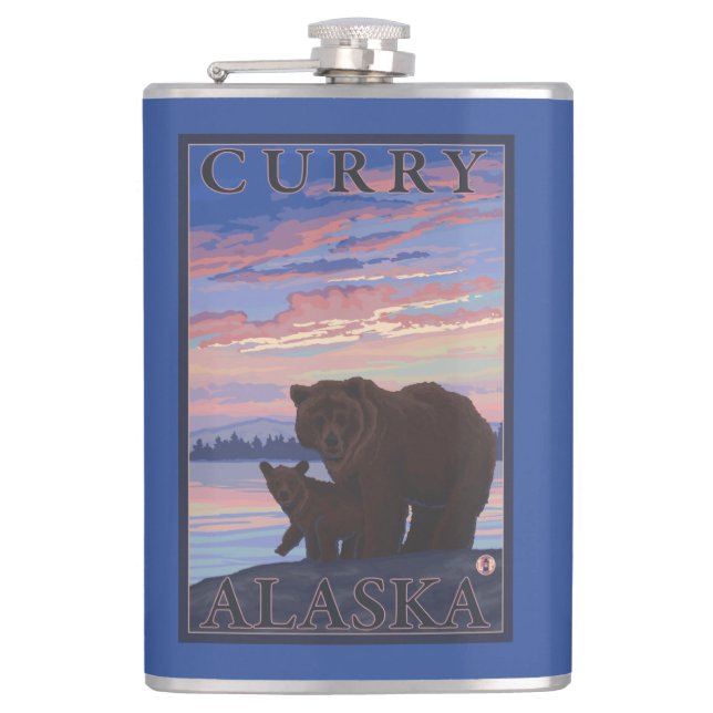 Björn och unge - curry, Alaska Fickplunta (Framsidan)