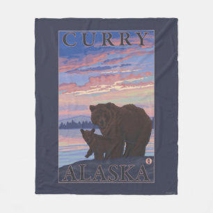 Björn och unge - curry, Alaska Fleecefilt