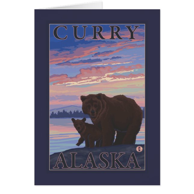 Björn och Unge - Curry, Alaska Hälsningskort (Framsidan)