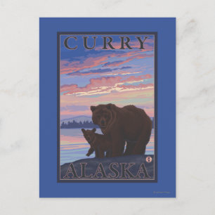 Björn och Unge - Curry, Alaska Vykort