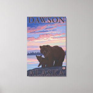 Björn och Unge - Dawson, Alaska Canvastryck