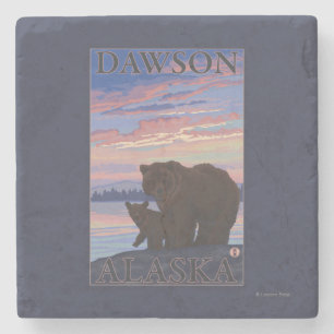 Björn och unge - Dawson, Alaska Underlägg Sten