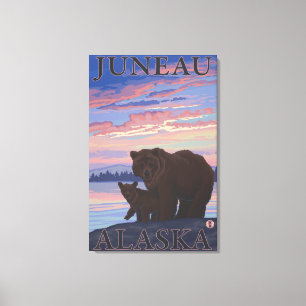 Björn och Unge - Juneau, Alaska Canvastryck
