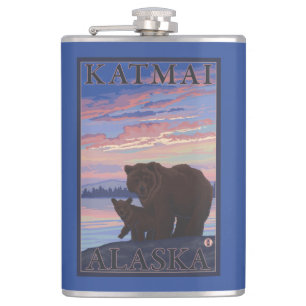 Björn och unge - Katmai, Alaska Fickplunta