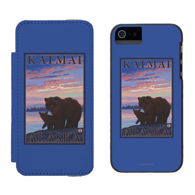 Björn och unge - Katmai, Alaska Incipio iPhone Wallet Skal (Sida vid Sida)