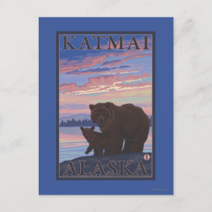 Björn och Unge - Katmai, Alaska Vykort