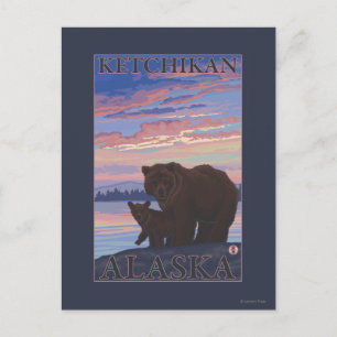 Björn och Unge - Ketchikan, Alaska Vykort