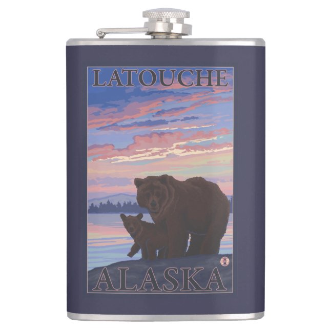 Björn och unge - Latouche, Alaska Fickplunta (Framsidan)