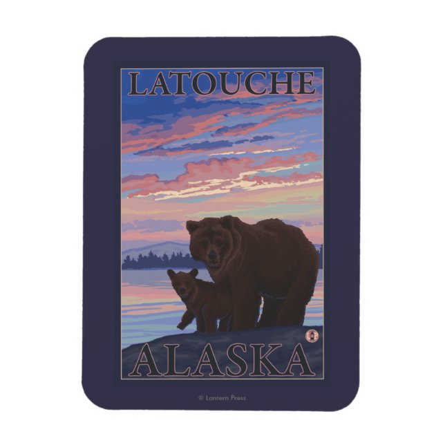 Björn och Unge - Latouche, Alaska Magnet (Vertikal)