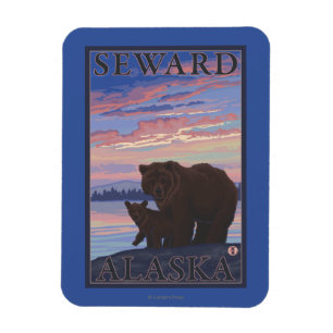 Björn och unge - Seward, Alaska Magnet