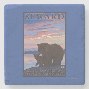 Björn och unge - Seward, Alaska Underlägg Sten