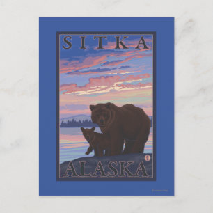 Björn och unge - Sitka, Alaska Vykort
