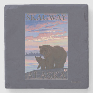 Björn och unge - Skagway, Alaska Underlägg Sten