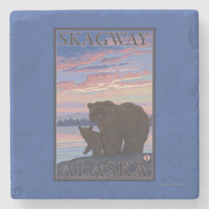 Björn och unge - Skagway, Alaska Underlägg Sten