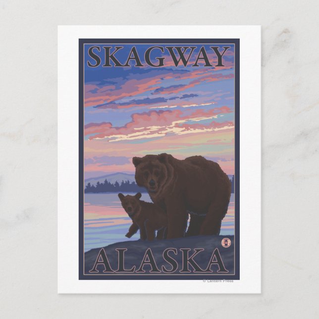 Björn och Unge - Skagway, Alaska Vykort (Framsida)