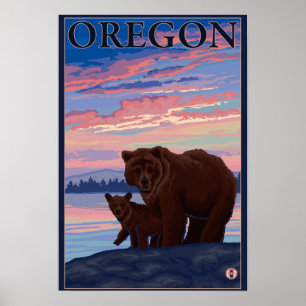 Björn och Unge-Vintage resor Poster